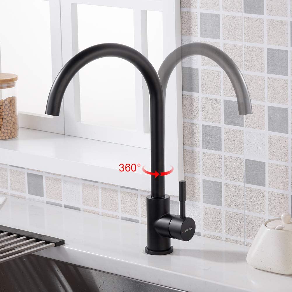 GRIFEMA G4008B - Bateria kuchenna, jednouchwytowa bateria zlewozmywakowa, czarna