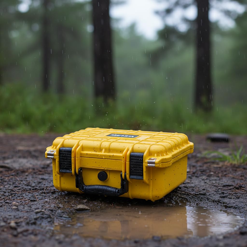 MEIJIA - Funda protectora portátil impermeable para todo tipo de clima, funda rígida para cámara con espuma de ajuste personalizado, uso de drones, cámara, equipos, pistolas, 13.3 x 11.6 x 6 pulgadas