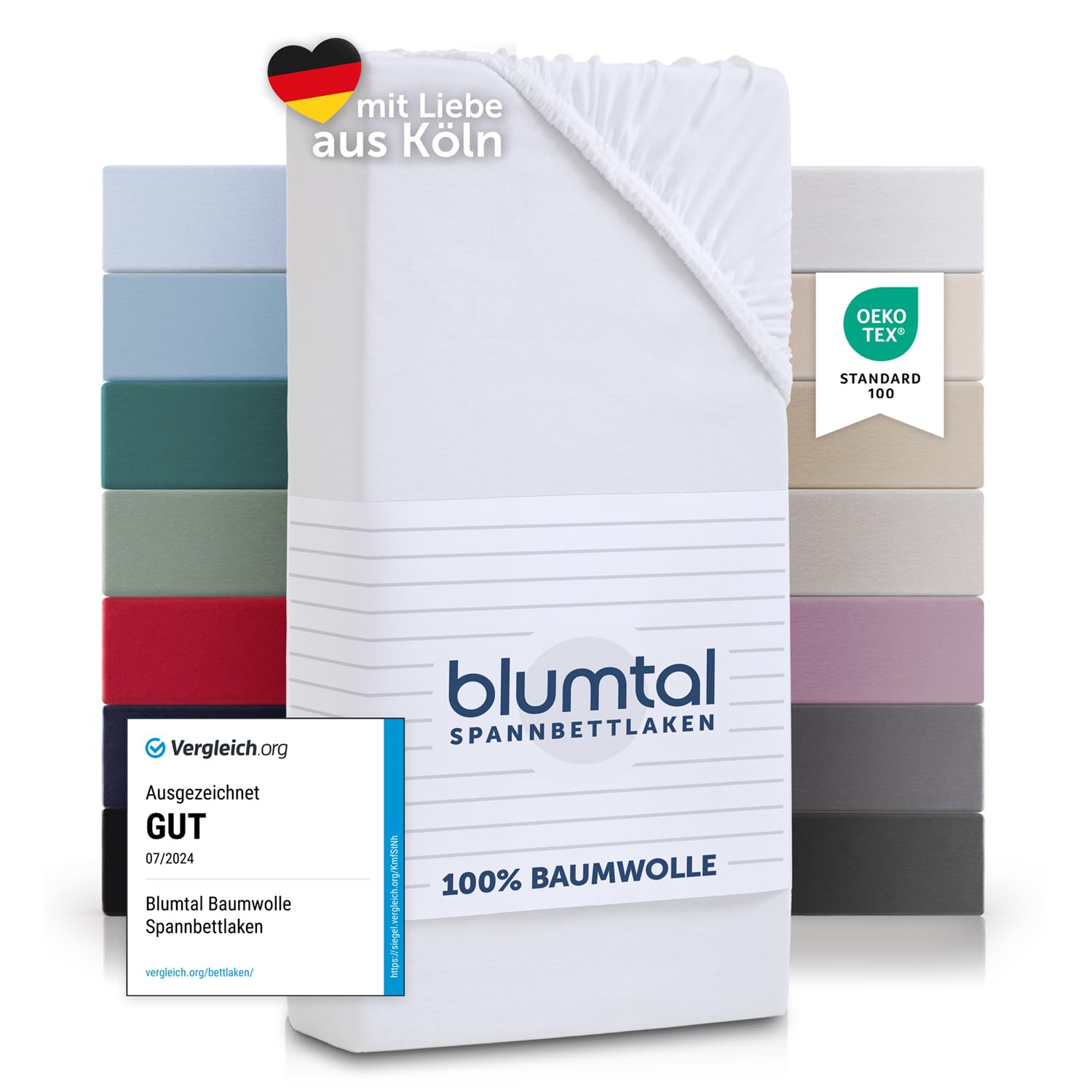 Blumtal Prześcieradło z Gumką Jersey 100% Bawełny, 80x160-180 cm, Biały - Dziecięce, Certyfikat OEKO-TEX