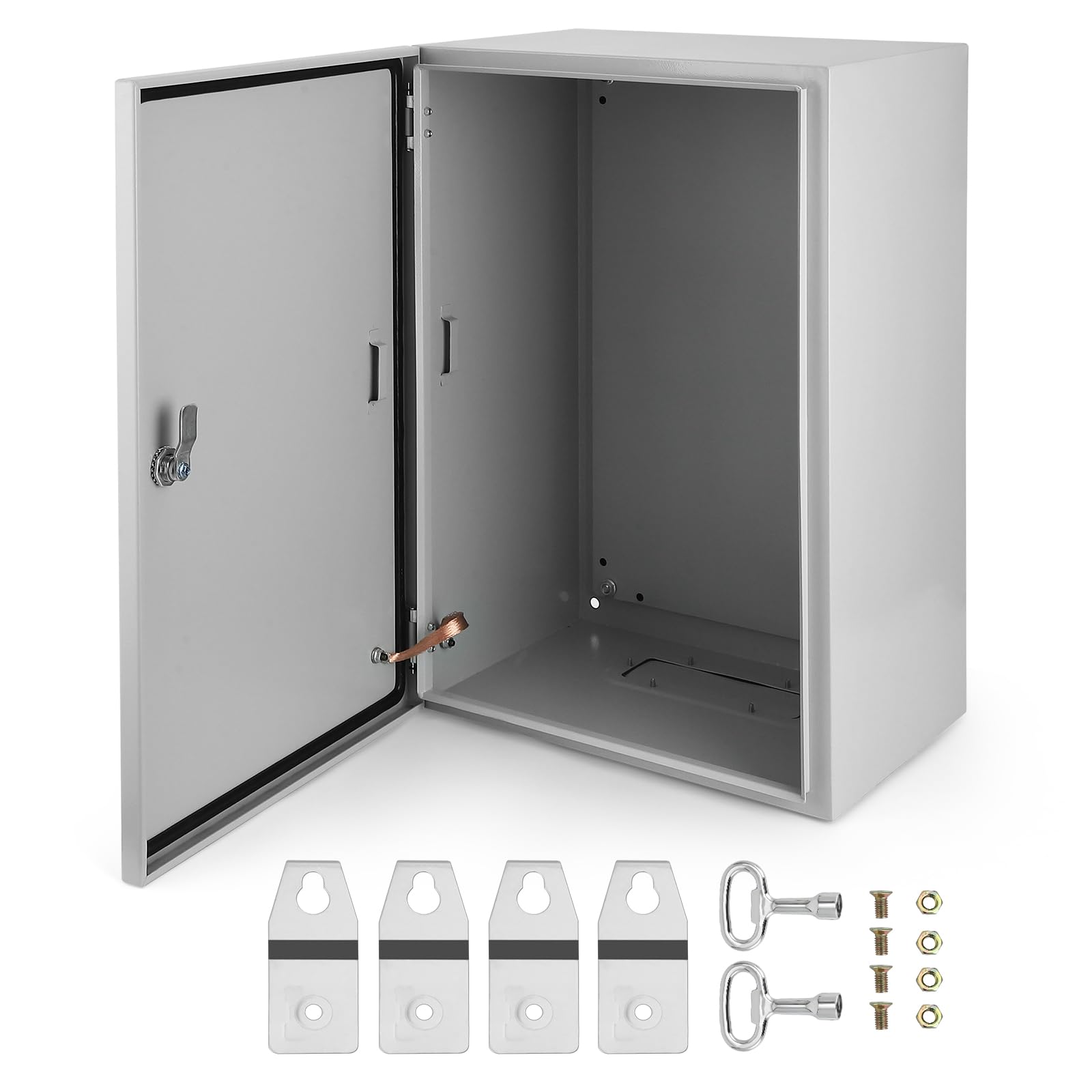 Aptliton Electric Enclosure Box IP66 Waterproof, Metal Junction Box, Wall Mounted Steel Electrical Cabinet with Lock & Mounting Plate for Outdoor