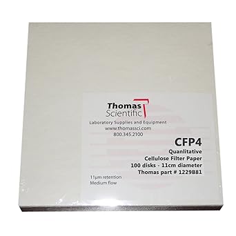 Thomas CFP4-185 Cellulose Qualitative Filter Paper, 20-26 Micron, Fast Flow, Grade CFP4, 18.5cm Diameter (Pack of 100)