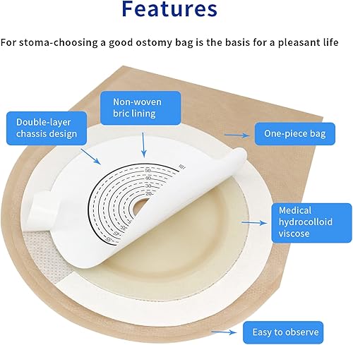 Miniatura 4 de 20 bolsas de colostomía, bolsa de una sola pieza para ostomía con rayas, bolsa de colostomía de corte máximo de 0.591-2.362 in, ventana trasera