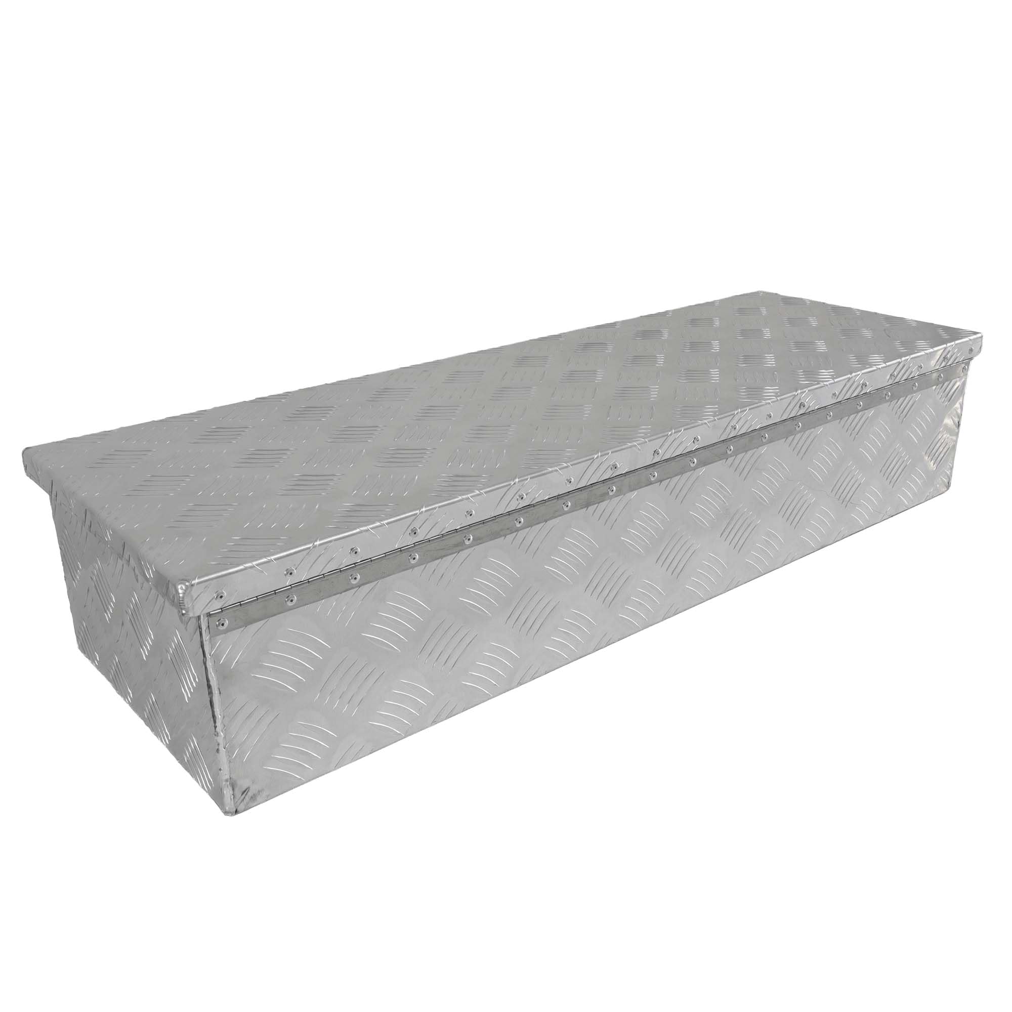The Drive Staubox Deichselbox für Anhänger, Nutzfahrzeuge 950x320x190mm | Alu-Riffelblech | Silber