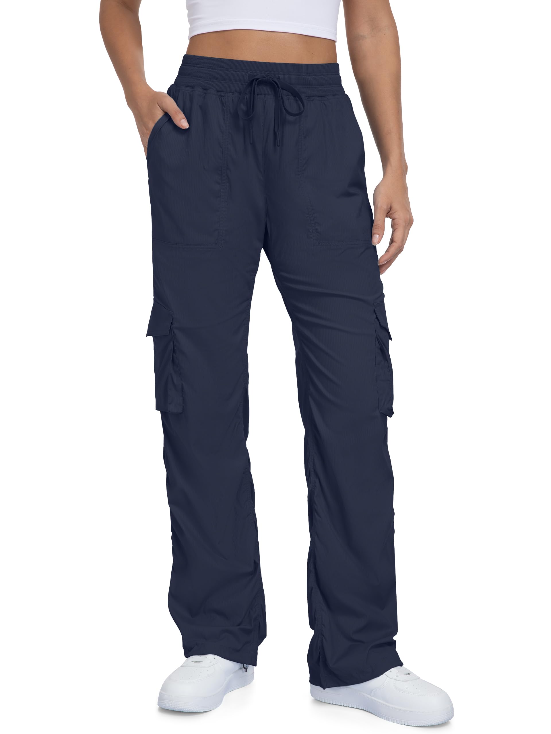Tapata Pantalones de estudio de baile ligeros con entrepierna de 28/31/34 para mujer, fruncidos, pequeños, regulares, altos, para entrenamiento, casual
