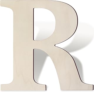 Wooden Letters 8 Inch Large Paintable Wooden Letter for Wall Décor, Thick Wood Alphabet Letters R for DIY Crafts Unfinished Wood Cutout Sign for Nursery Birthday Wedding Party Home Decoration