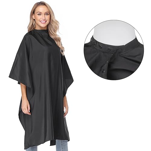 Capa de peluquería impermeable de 47 x 55 pulgadas, capa de corte de pelo para hombres, capa de nailon profesional de peluquería con cierre a
