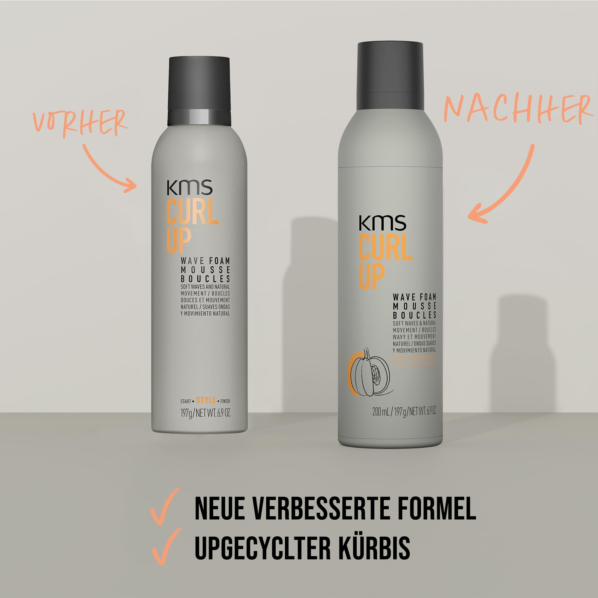 KMS CurlUp Wave Foam – Lockenschaum für flexible Wellen & Locken, Volumen & natürliche Definition – 200 ml