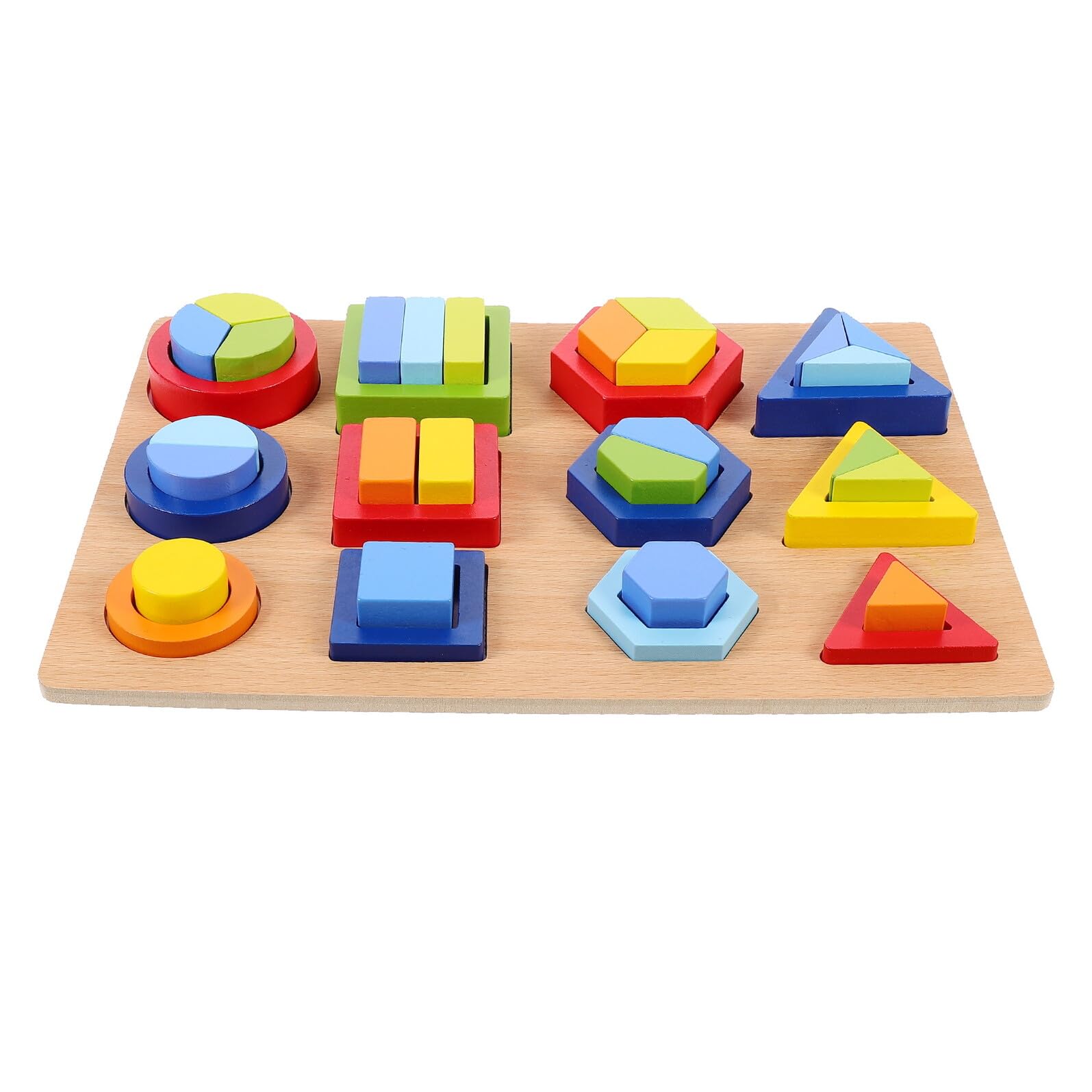 Giocattolo Educativo in Legno Forme Geometriche per Bambini, Puzzle Montessori Sicuro per L'apprendimento Precoce e Decorazioni Scuola