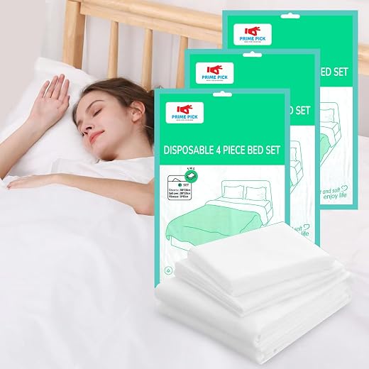 PRIME PICK Disposables Bed Sheets Fitted Size, Disposable Travel Sheets for Hotel with Quilt Cover and Pillowcase, Travel ...