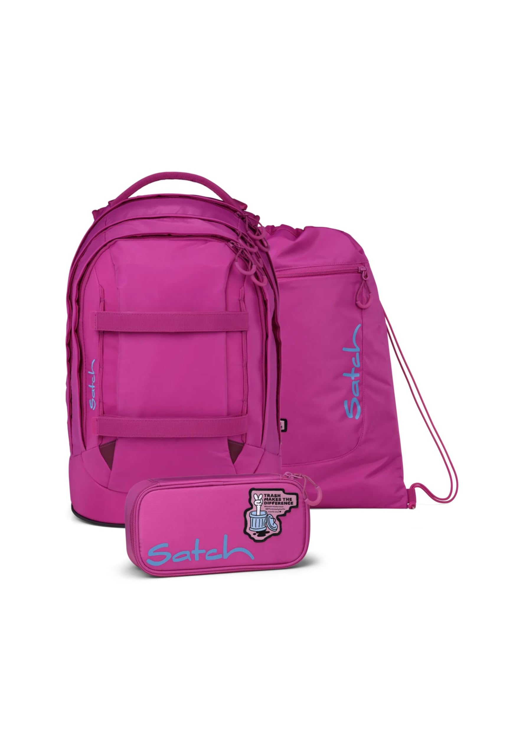 satch set zaino scolastico pack set Fearless Pink - Pink | Set ergonomico da 3 pezzi con capacità di 30 L, completo di astuccio e borsa sportiva per la scuola