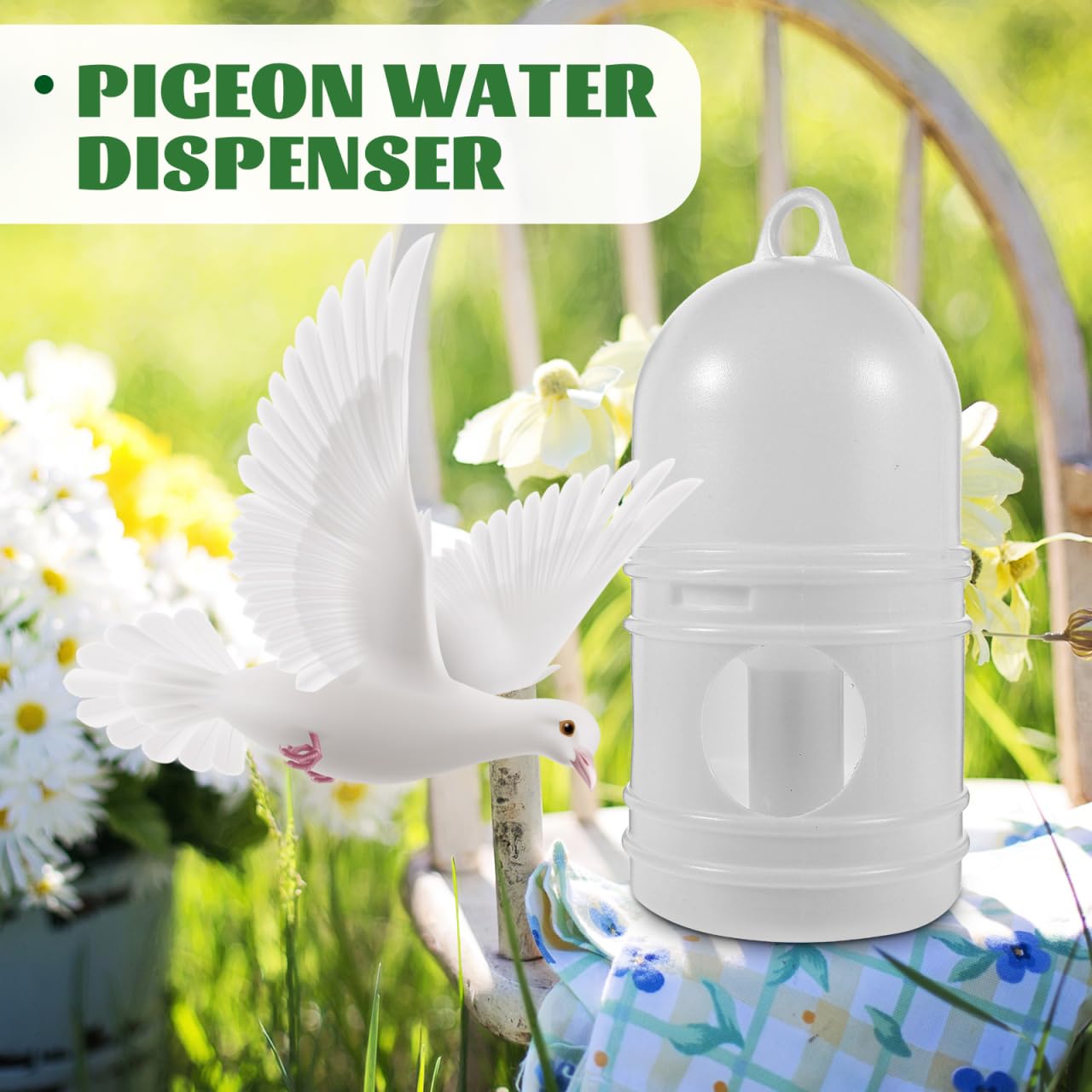 iplusmile Taubenwasserspender – 2 Stück Taubentränke aus Kunststoff Vögel Für Taubenvögel Automatische Futterspender Für Vögel (Weiß)