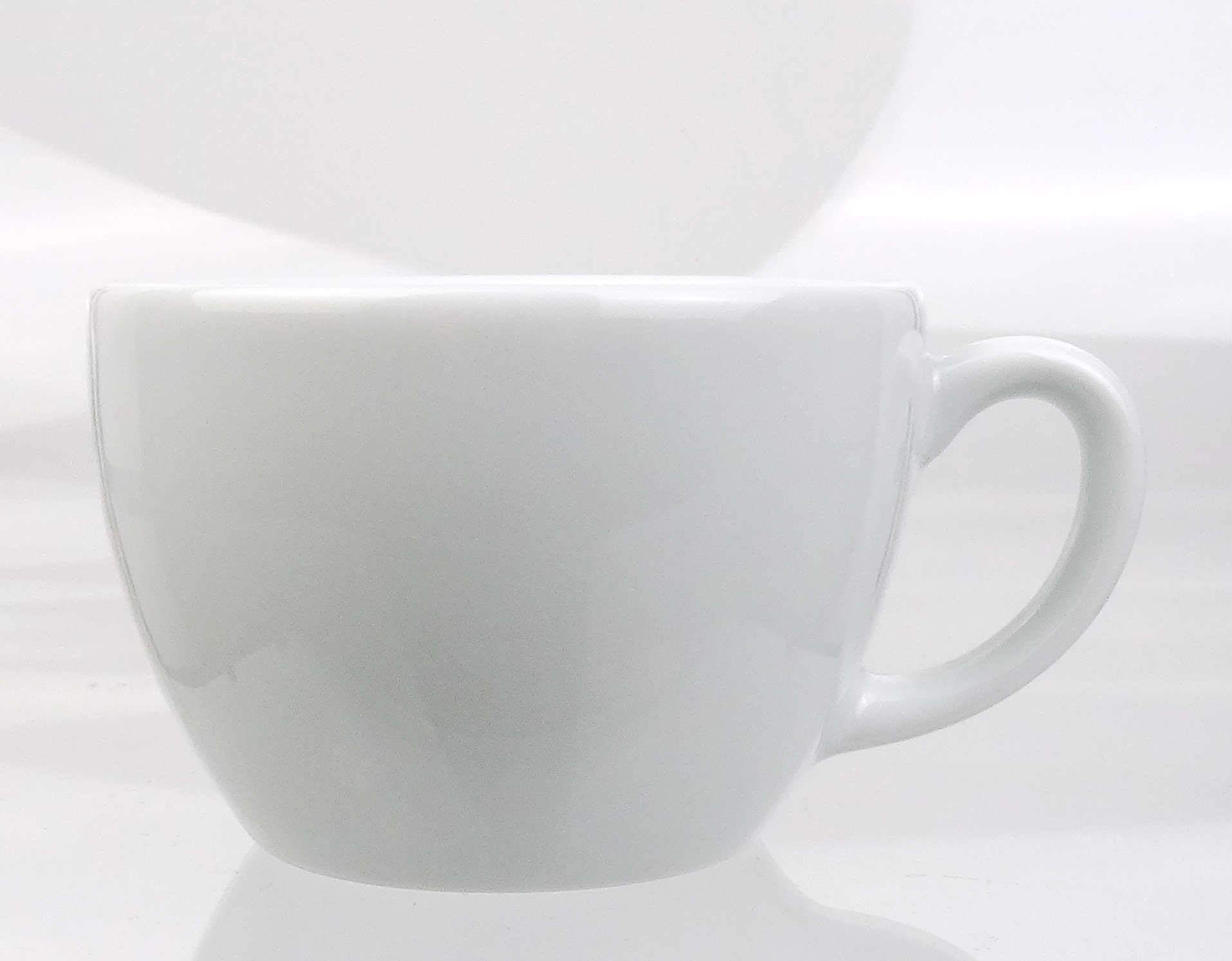 Italienische Cappuccino-Tasse »Verona open« | weiß | großer Henkel | Füllmenge (bis zur Oberkante): 180 ml | handgemacht | 6 Tassen & 6 Untertassen | Made in Italy