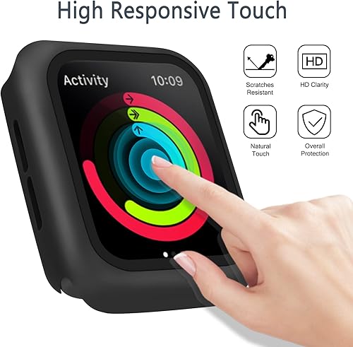 Miniatura 5 de Paquete de 3 fundas para Apple Watch Series 9, Series 8 Series 7 de 1.772 pulgadas, carcasa rígida de policarbonato con protector de pantalla de