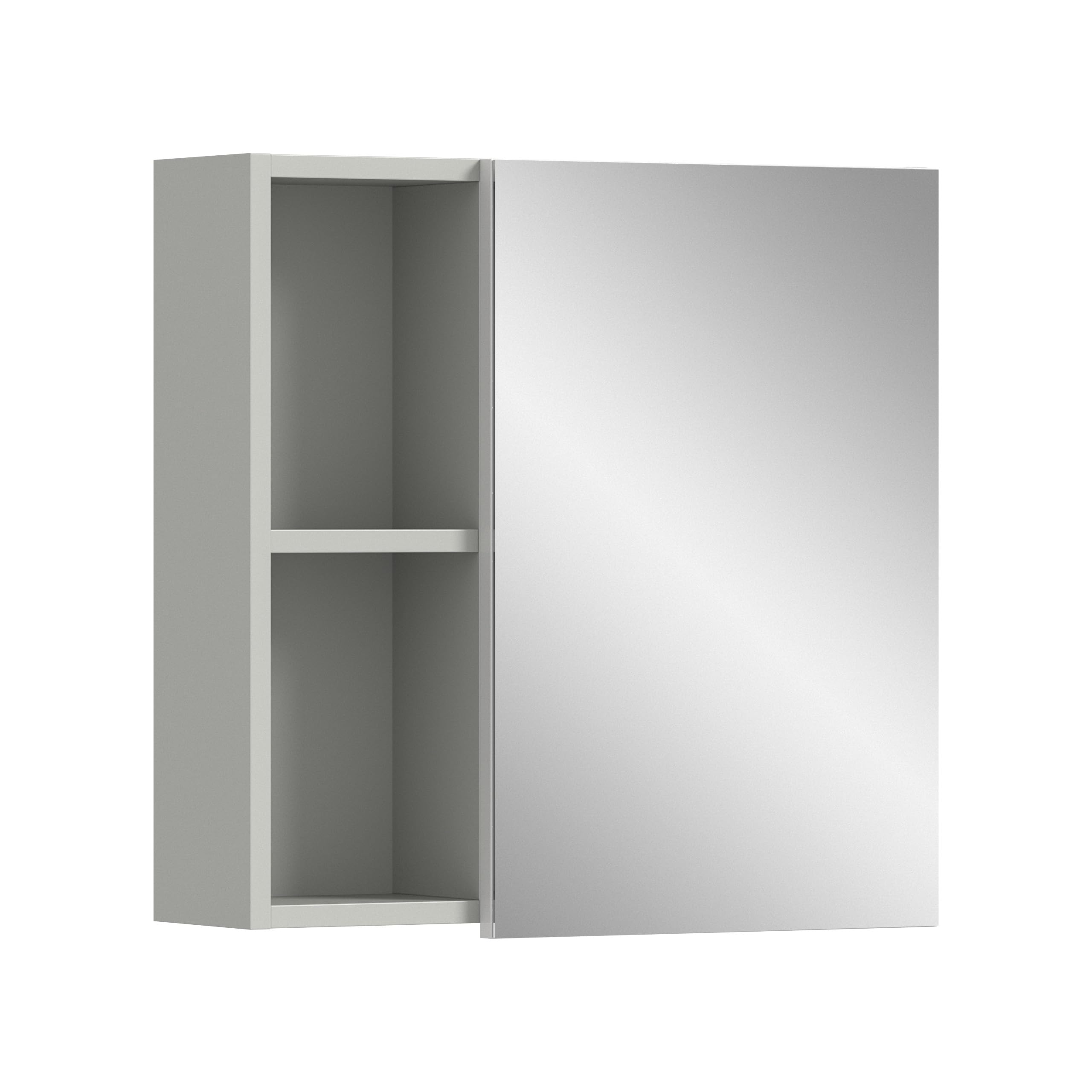 Badezimmer-Spiegelschrank Copa (hellgrau Nachbildung, Weiß Hochglanz) von xonox.home