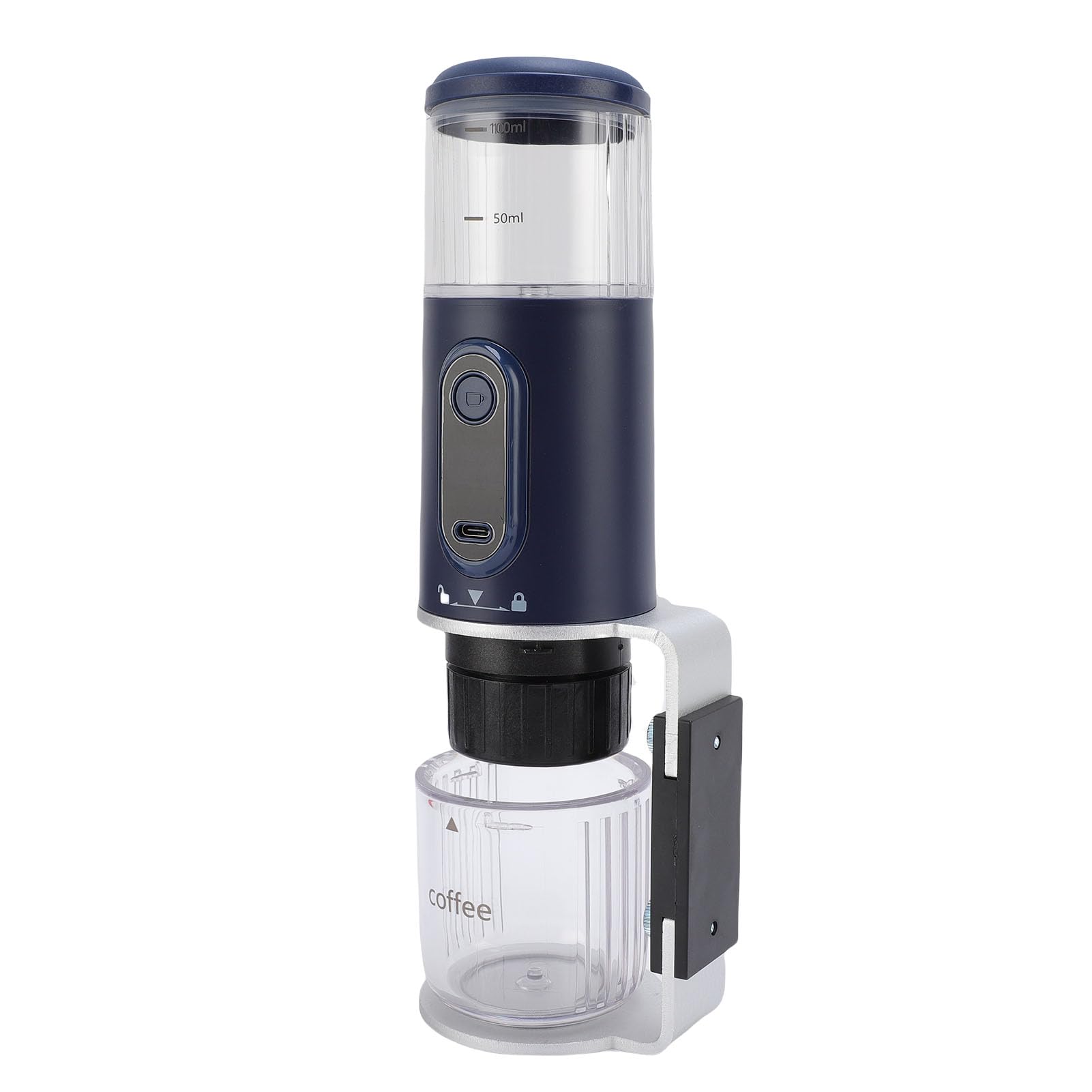 Cocoarm Macchina da caffè Portatile, Caffettiera da Viaggio in ABS con Batteria Ricaricabile da 2500 MAh, Compatibile con Capsule e caffè Macinato, Serbatoio da 100 Ml per Campeggio, Auto, (blu navy)