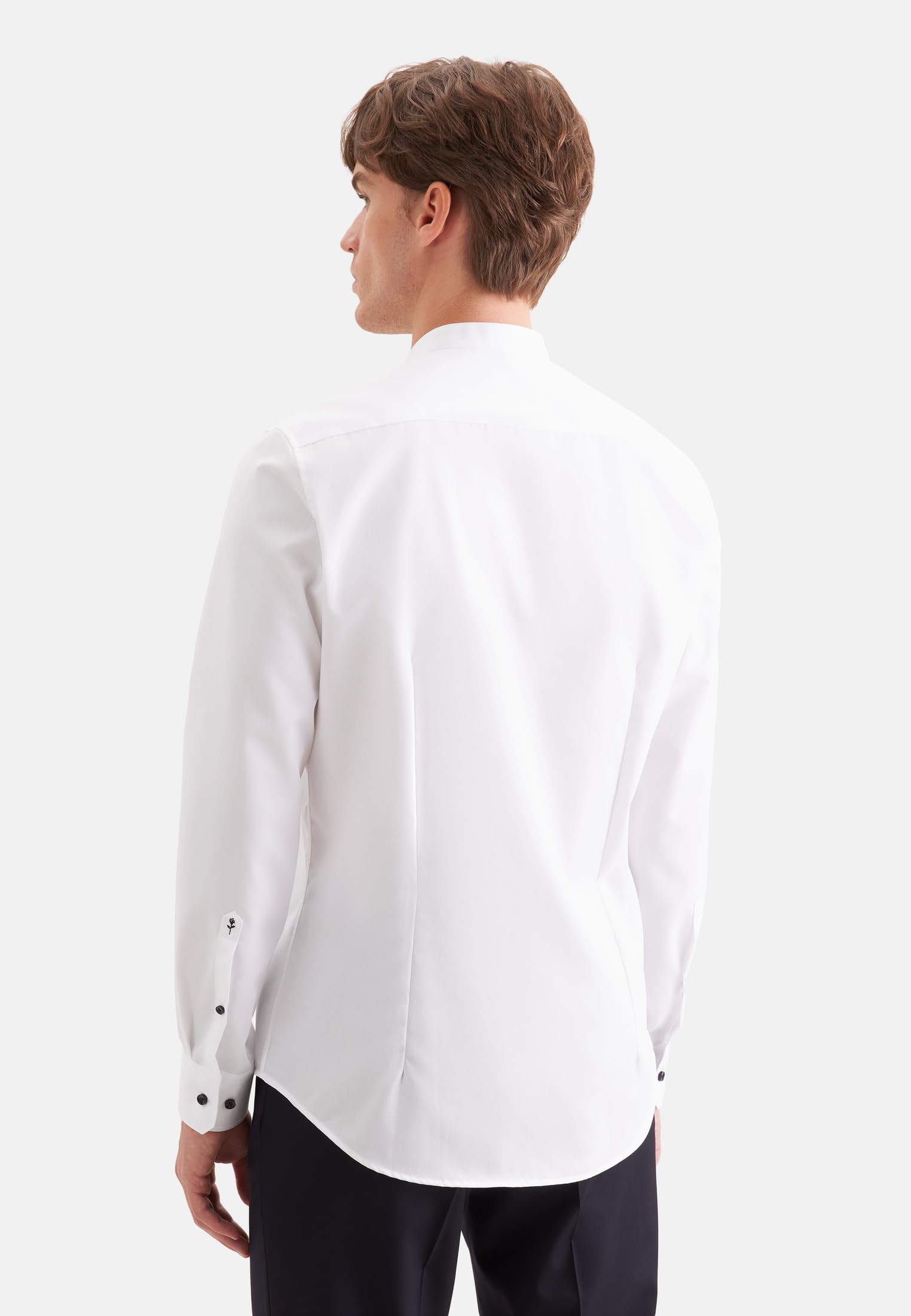 Seidensticker Herren Slim Langarm mit Stehkragen bügelfrei Businesshemd, Weiß (Weiß 1), 41