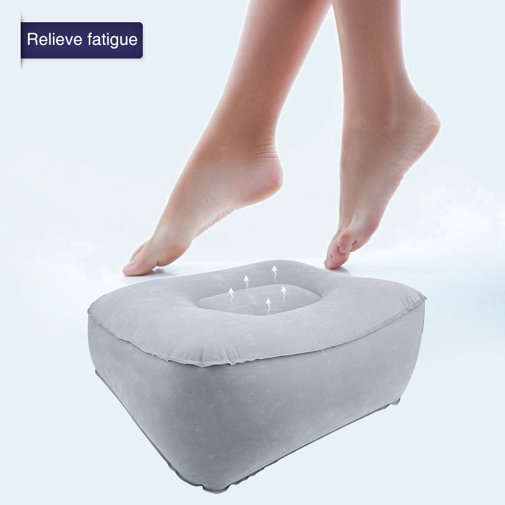 Inflatable Foot Rest Pillow for Travel, Foot Rest Pillow Cushion Foot Rest Pillow Recliner Cushion Footrests (All Gray)