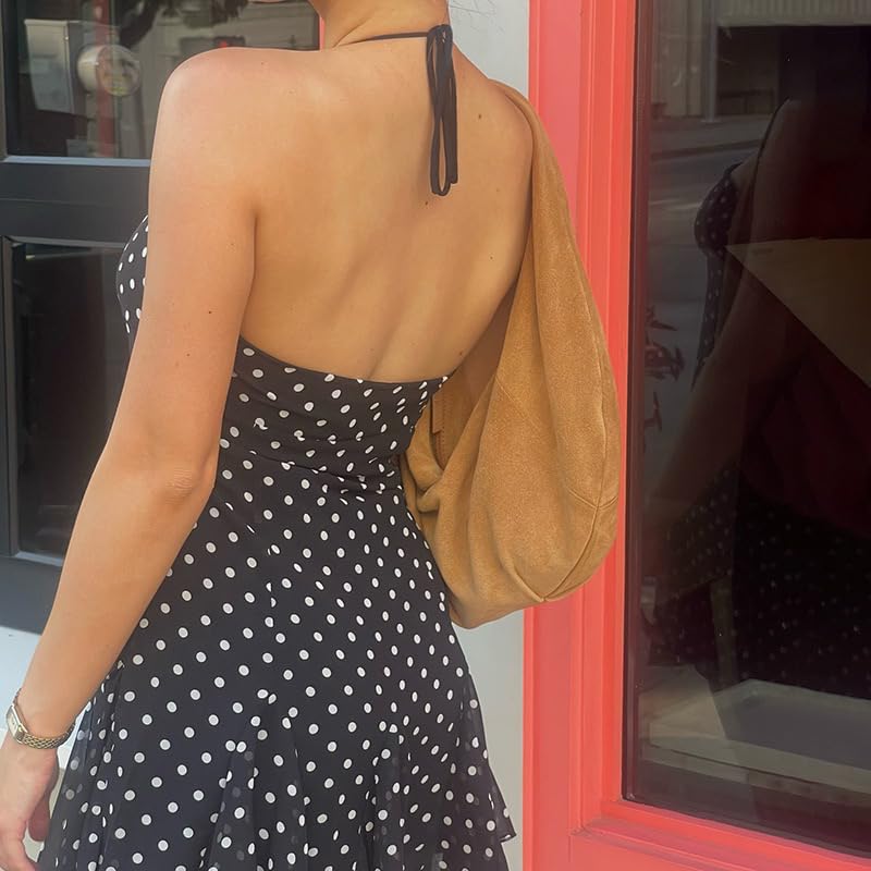 Polka Dot Tube Dress for Women Spaghetti Strap Mini Dress Vintage Downtown Girl Party Dress Going Out4