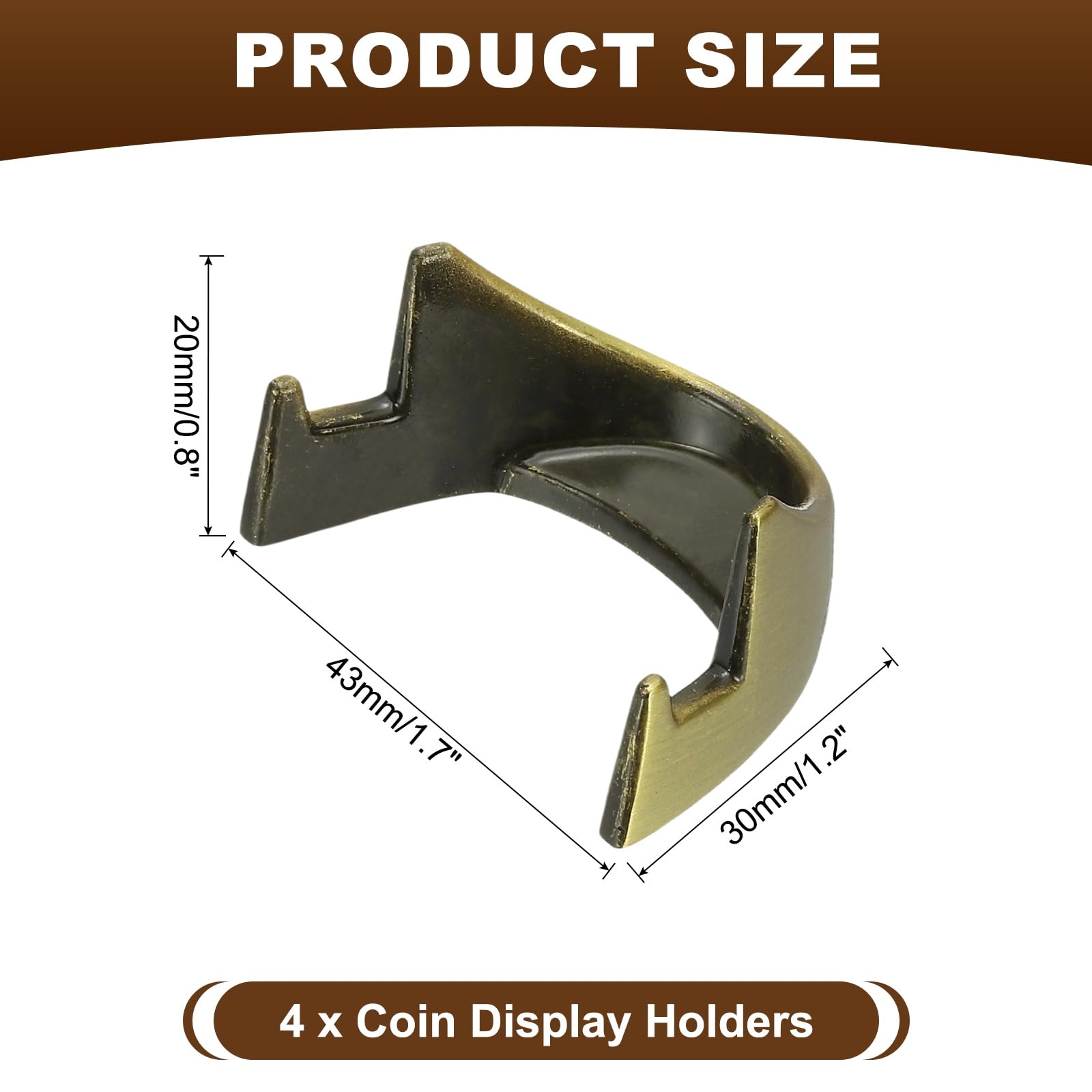 PATIKIL Coin Display Stands, 4Pcs Mini Coin Easel Presentation Holder for Silver Dollar Collectors Collection Supplies, Bronze - Image 2
