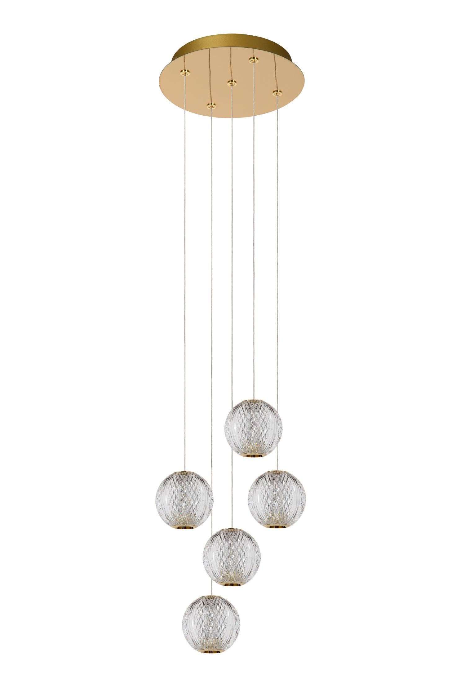 Lucide CINTRA - Pendelleuchten - Ø 32 cm - LED Dim. - 5x4,7W 2700K - Transparent, Klar