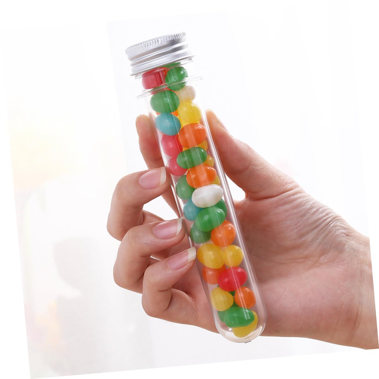 Ipetboom 50 Piezas Botella de Tubo de Ensayo Transparente Tubos de Almacenamiento de Pet para Baño y Dulces