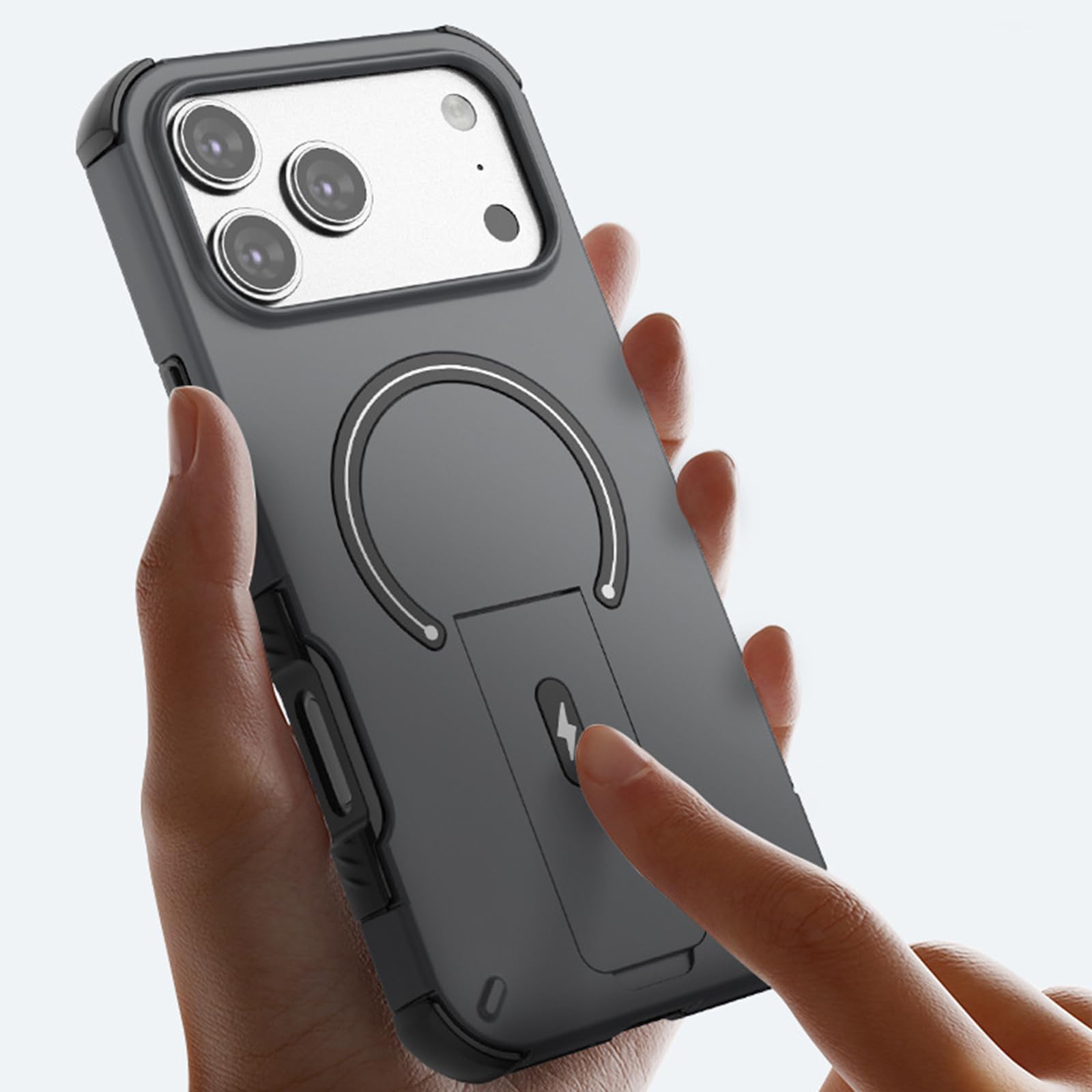 Magnetyczne etui do iPhone 17 Pro Max / 17 Pro / 17, cienkie, matowe, antypoślizgowe, odporne na uderzenia etui ochronne ze składanym stojakiem, etui na telefon komórkowy, brązowe, 17