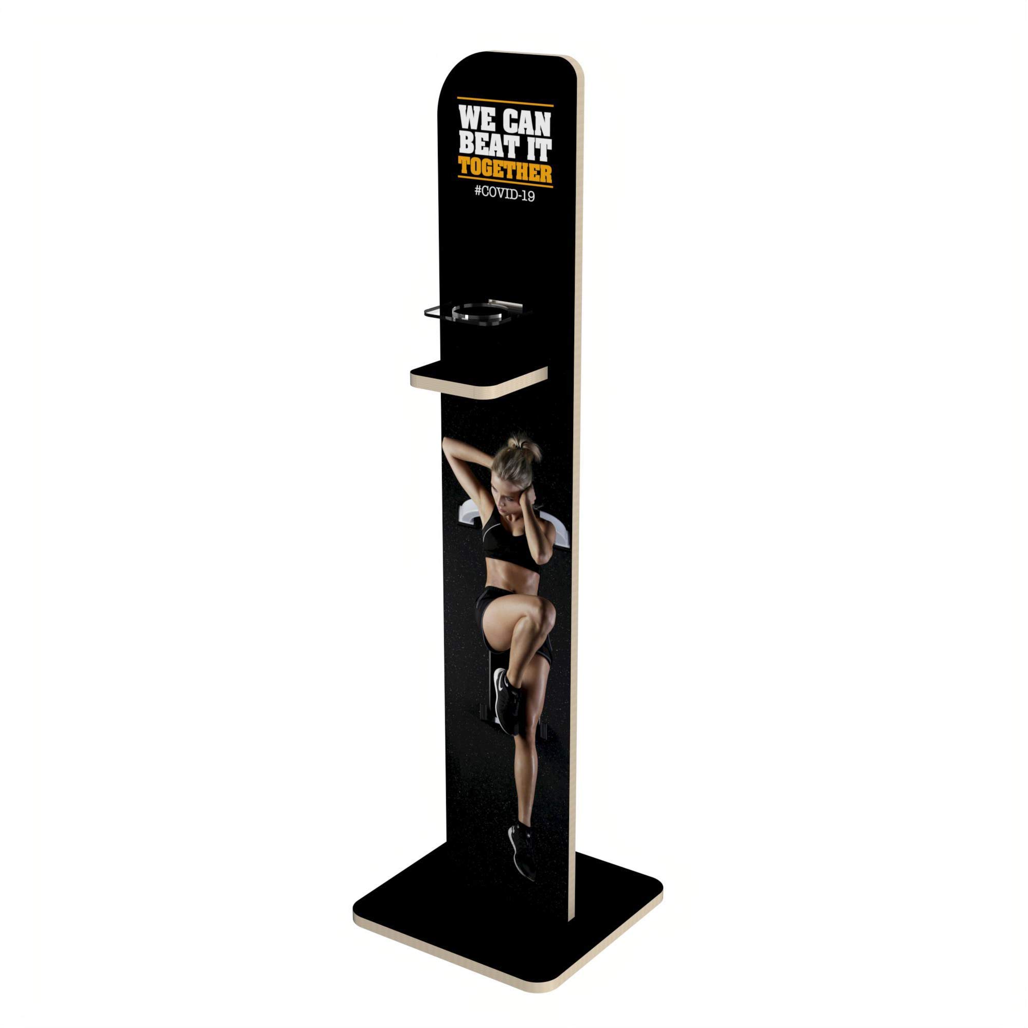 TOTEM Porta Dispenser | Piantana Per Gel Igienizzante | Formato 25x140 Cm | Materiale Legno Mdf 19 Mm | TEMA PALESTRA | Resistente | Made In Italy