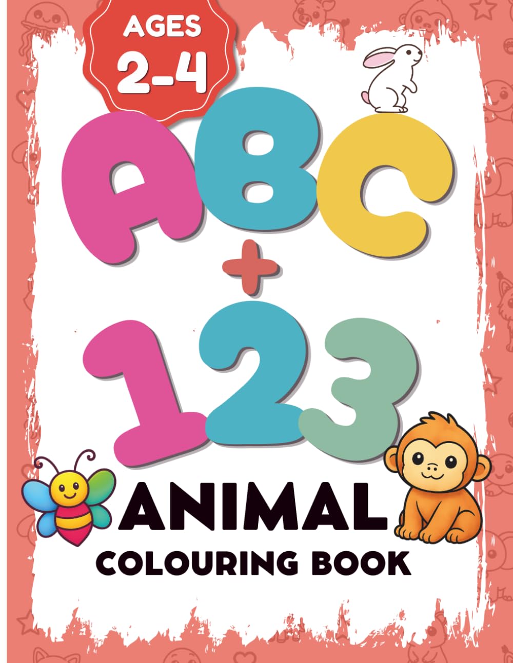 ABC & 123 Animal Coloring Book: Learn Letters, Numbers, Tracing & Counting with Cute Animals for Kids Ages 2-4