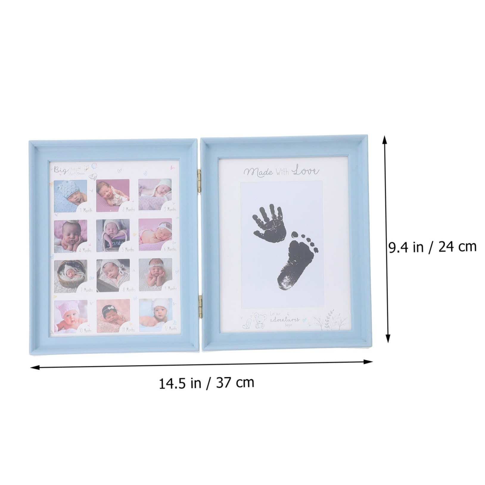 IWOWHERO Newborn Photo Frame Baby Footprint Growth Frame Desktop Sky Blue Unique Baby Shower Present