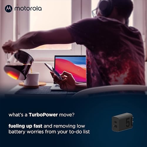 Miniatura 2 de Motorola Cargador TurboPower Share de 50 W - Puerto dual USB-A y USB-C, potente USB-PD (suministro de energía) y salidas QC3.0