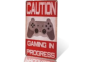 Gaming in Progress Tin Sign: A Humorous Warning for Immersive Playtime