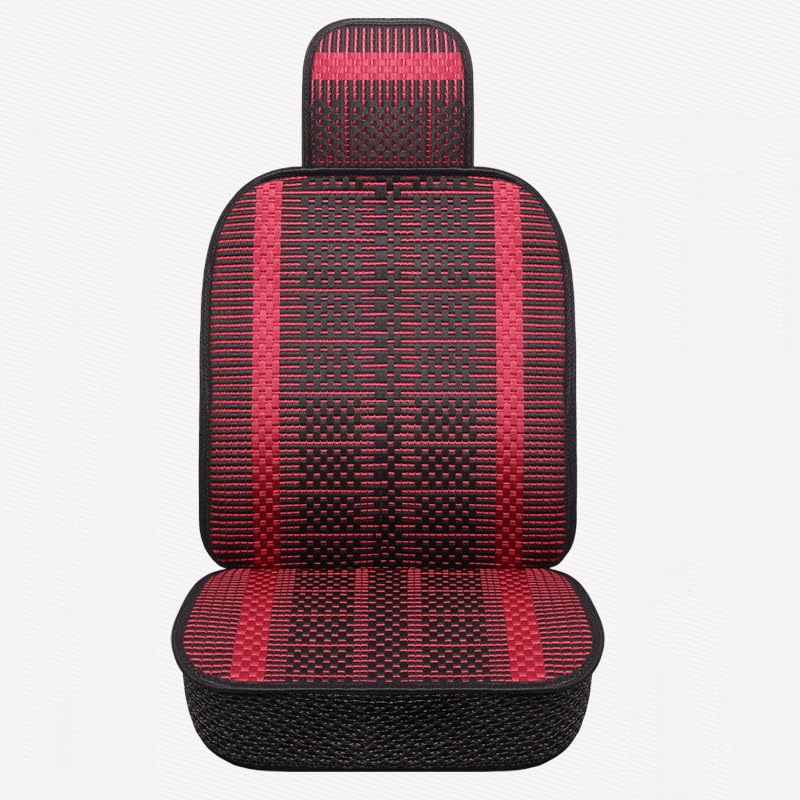 YANHAO Car Seat Cushion For Sonic Suburban/Tahoe/Tavera, Summer Woven Ice Silk Cool Pad Breathable High-Grade Fully Surrounded Backrest Breathable Mat,R-ed
