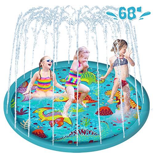 LUKAT Sprinkler for Kids, 68'' Splash Pad for Toddlers, Baby Sprinkler, Outdoor Water