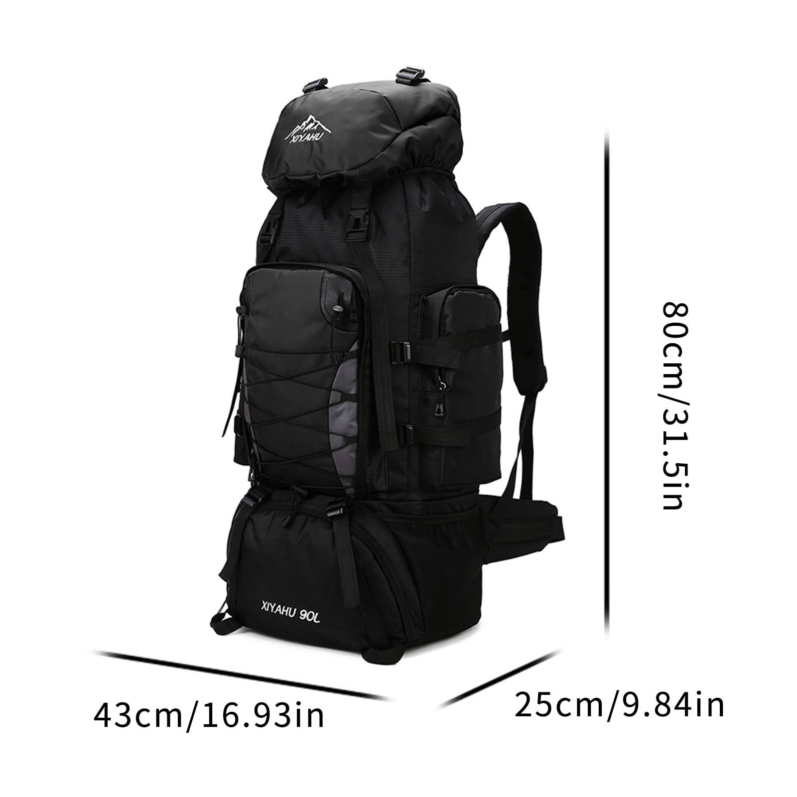 Plecak turystyczny 90L Plecak trekkingowy Plecak trekkingowy o dużej pojemności Torby podróżne na świeżym powietrzu Sprzęt sportowy(Black)