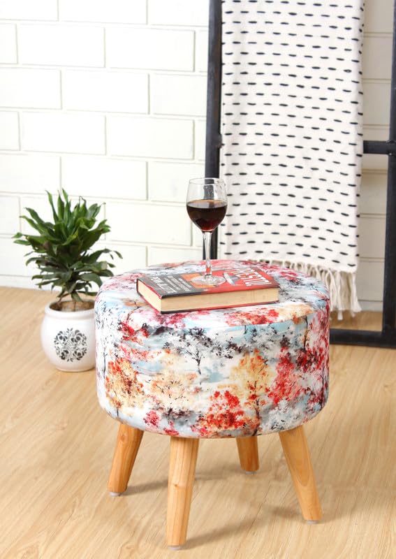 ShadowKart Premium Velvet Round Ottoman Printed Stool Cover – Ottoman Slipcover for Vanity & Footstool – Washable, East to Remove & Fits in 16-Inch Diameter, 8" Box Height (Stul Covr-Multicolour)-image-27