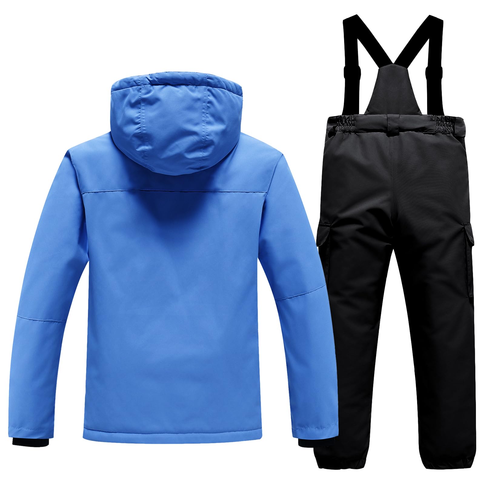 Skianzug Jungen mit Kapuze Winddicht und Wasserdichter Schneeanzug Mädchen Skianzug Zweiteilig Kinder Warme Skijacke + Skihose
