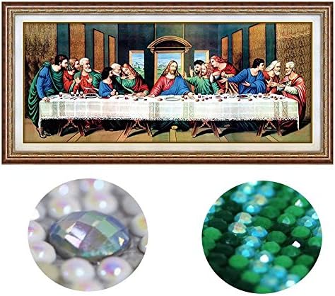 HUOX The Last Supper 5D DIY Diamond Painting, Special Shaped Diamond Painting Mosaic Diamond Cross Stitch Rhinestone Diamond Kit-Home Decor Craft Art (Canvas Size:68.5x29.5inch.)