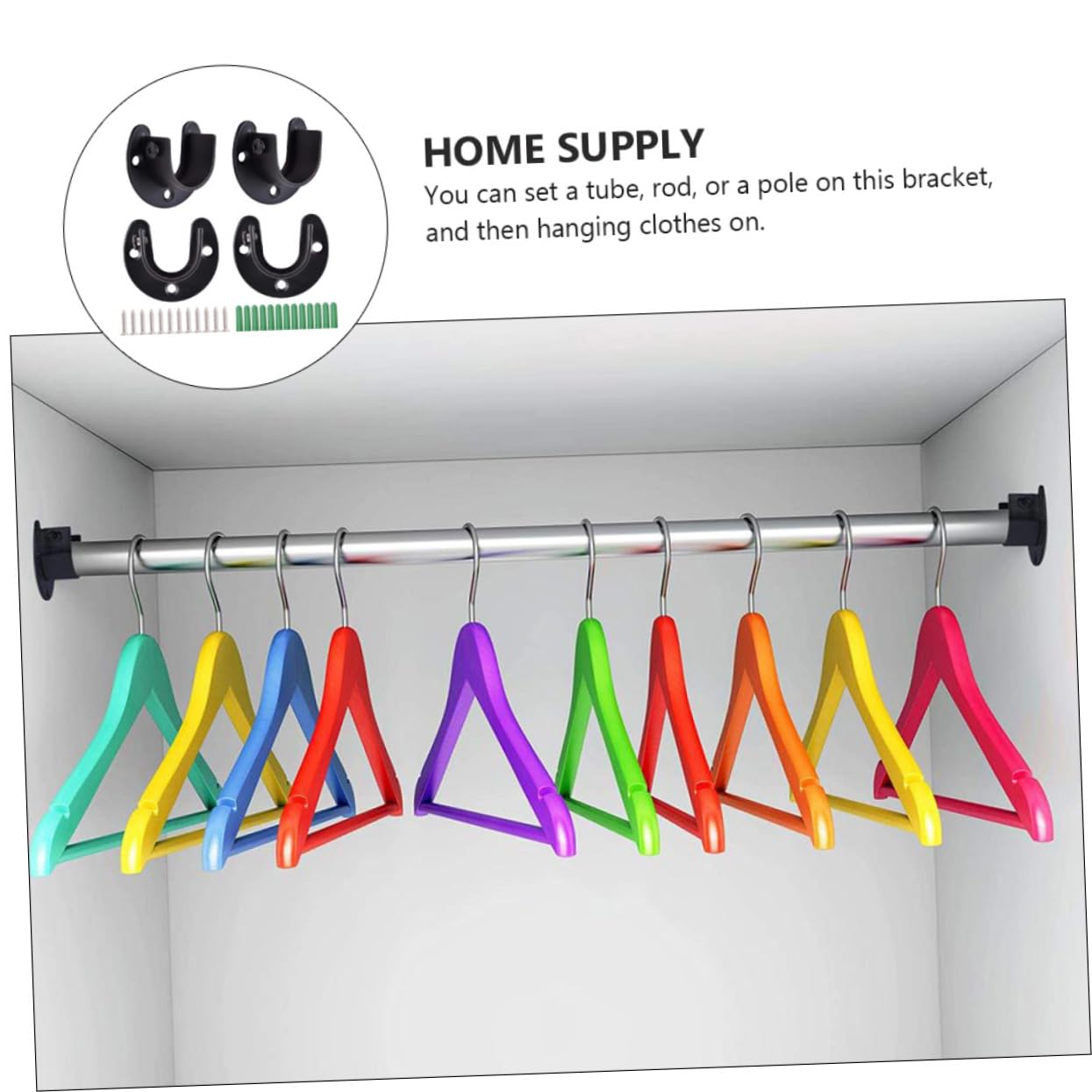 Parliky 1Set Stainless Steel Closet Rod End Supports Towel Flange Holder for Shower Curtain Wardrobe Easy Installation Wear Resistant Secure Mounting