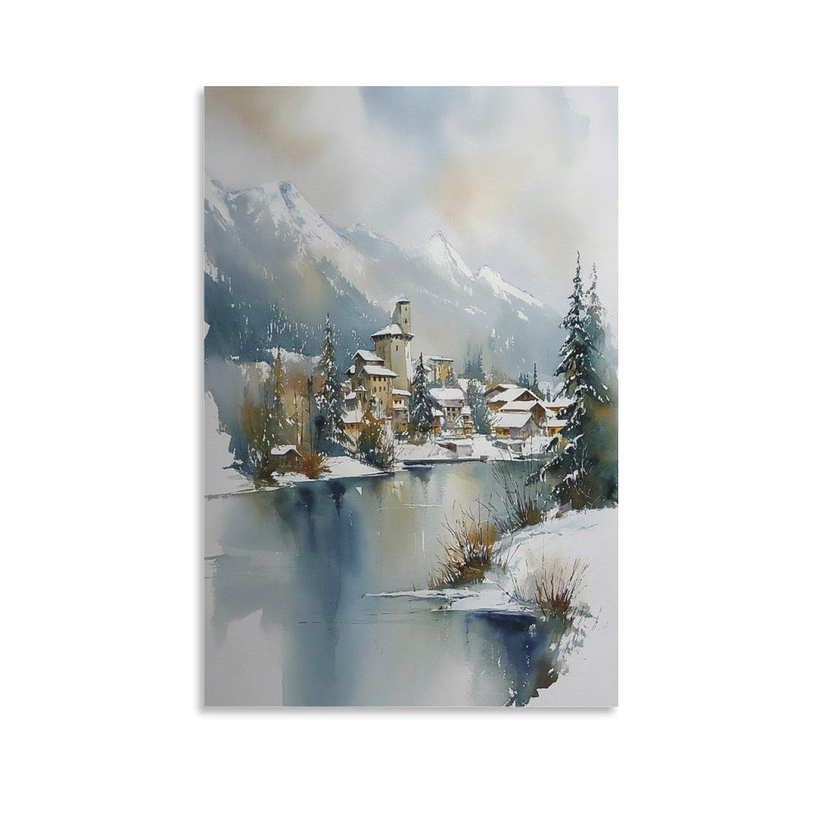 Whistler Ski 20x30inch(50x75cm) Vintage Travel Poster Watercolor Canvas Art