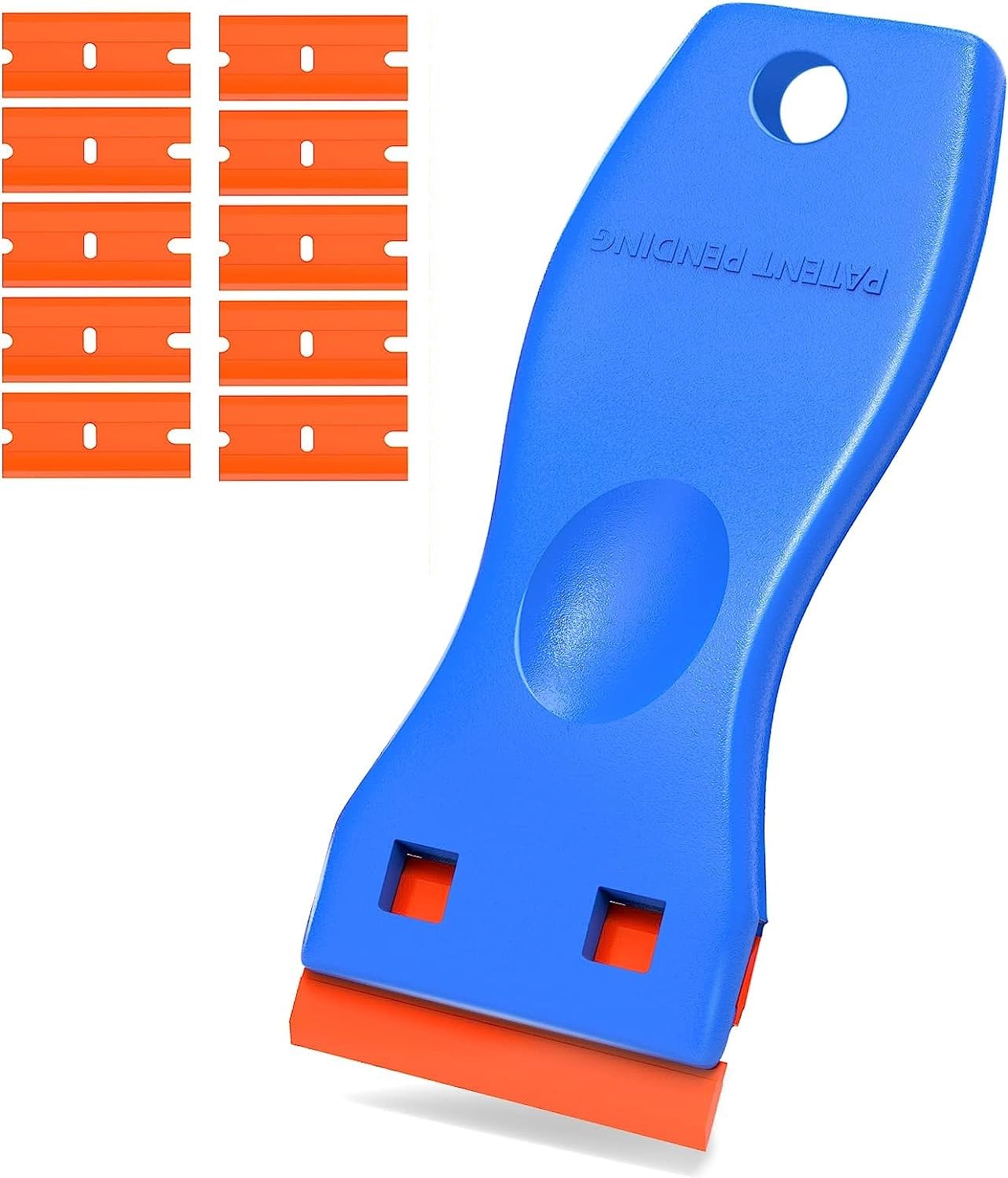 Rizzo Plastic Razor Scraper, with 10Pcs Additional Blades, Putty Knife Scratch-proof, Car Glass Windows Cleaning Tool, for Glue Labels Stickers Decals (1Pcs Platic Scraper with 10Pcs Scraper Blade)