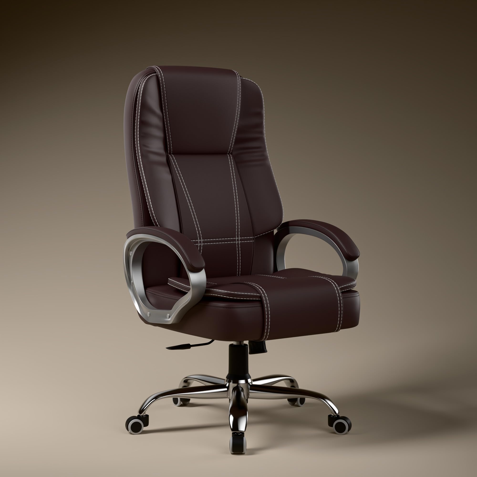 Green Soul Vienna | Leatherette Office Chair | Ergonomic Executive Boss Chair with Spacious Cushioned Seat | Heavy Duty Metal Base | High Back | 3 Years Warranty (Brown)