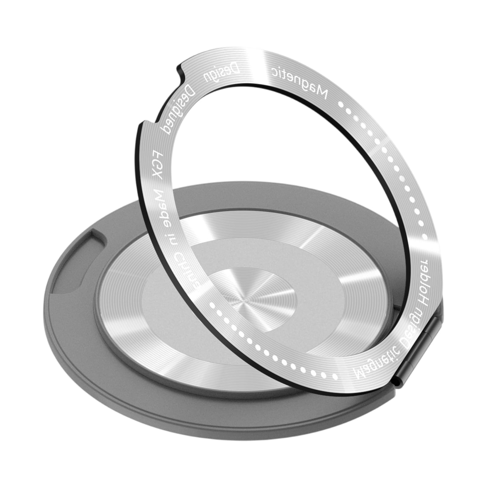 Magnetic Mobile Phone Ring Holder, Magnetic Accessory Ring Holder with Case, 360° Rotation, Universal Phone Grip, Grey — view 2
