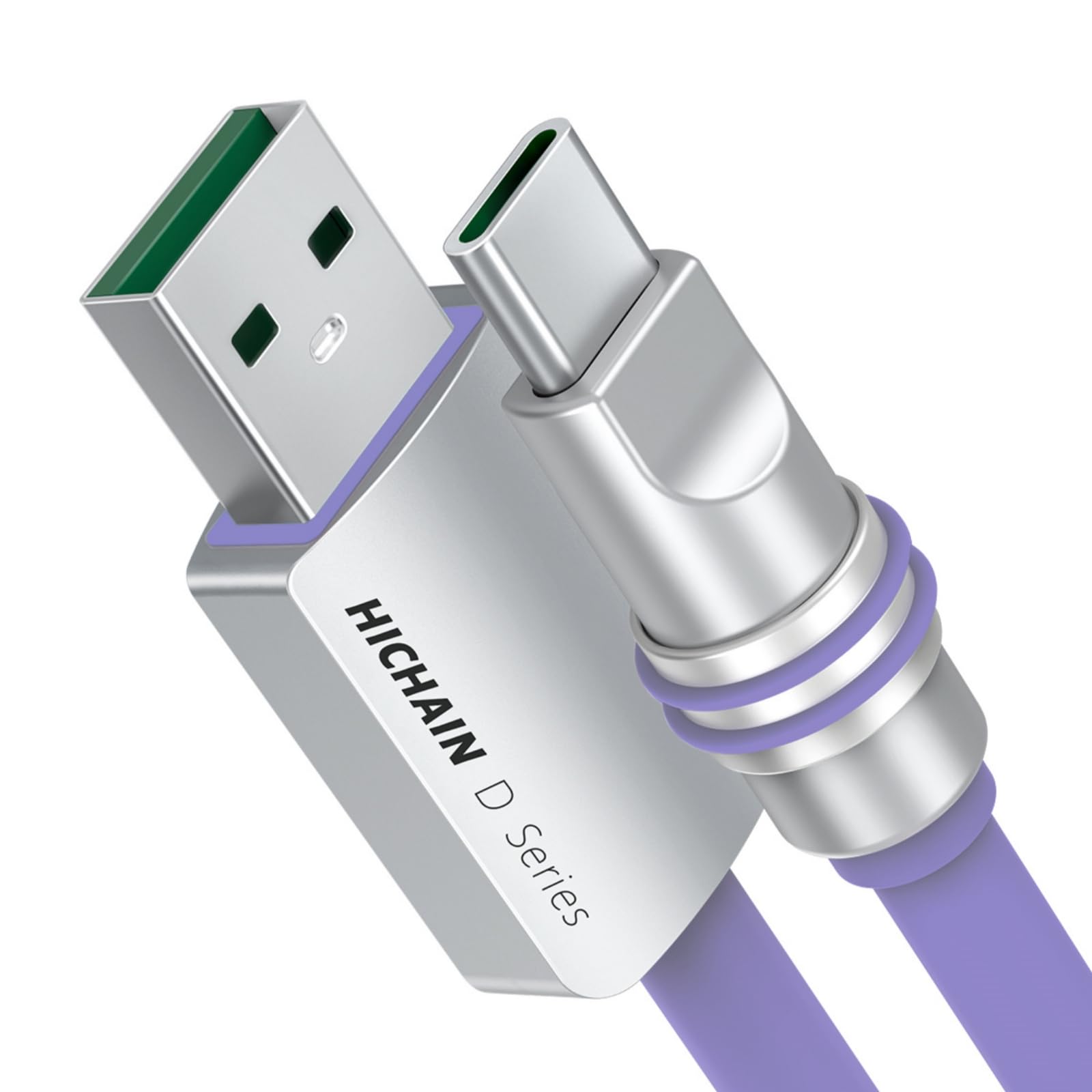 Hichain USB to USB C Charger Cable 4 ft Purple, Fast Charging USB C Cord Flexible Type C Chubby Cable for Phone Samsung Galaxy Pixel PS5 WH-ACP4