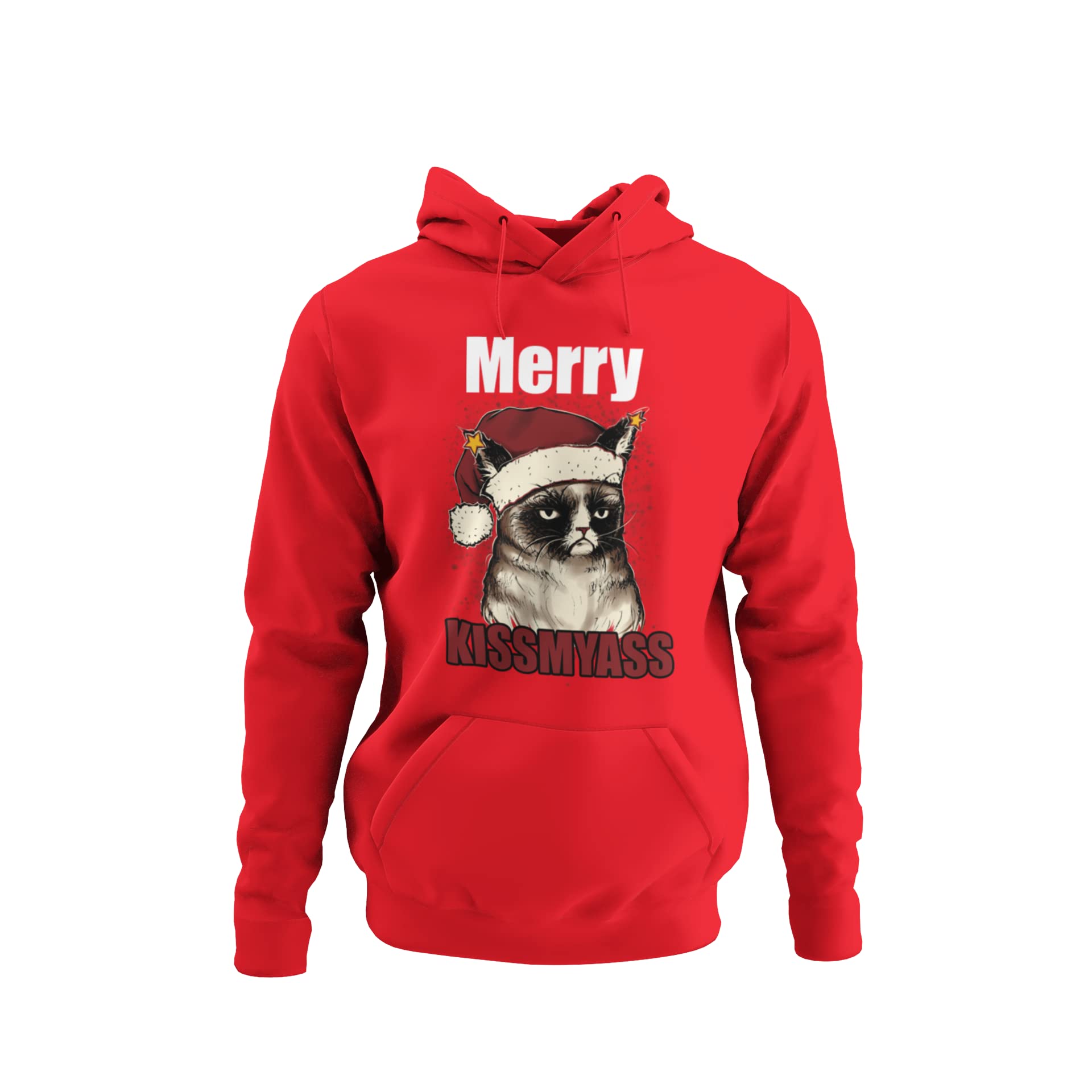 knut Fashion & Streetwear Maglione natalizio da uomo, con motivo natalizio, con scritta "Merry KissMyAss", vestibilità normale, rosso, verde, nero, taglia S - XXXXXL