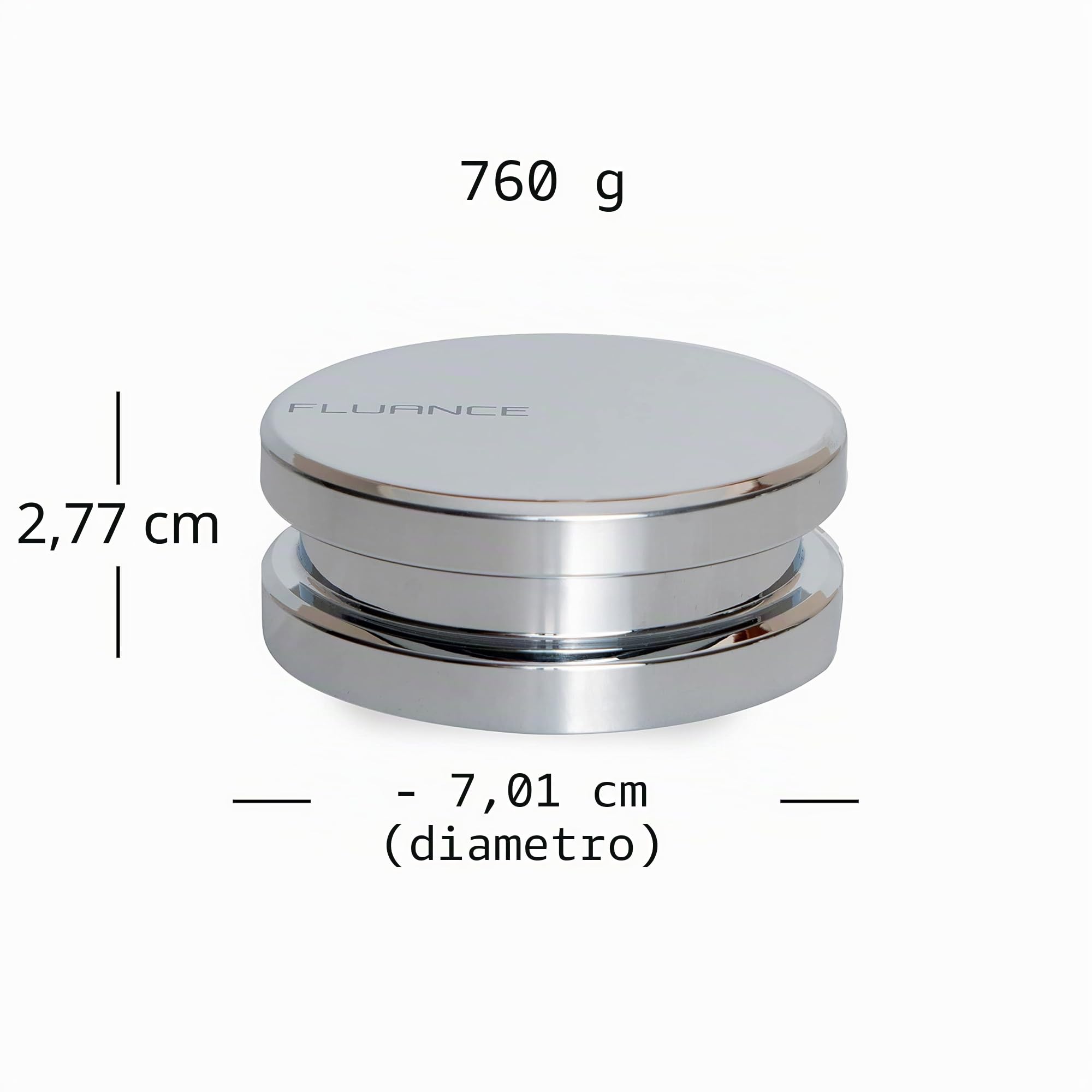 Fluance HiFi Peso per Vinili – Stabilizzatore da 760 g in acciaio argentato con base in velluto, Argento (RW02)
