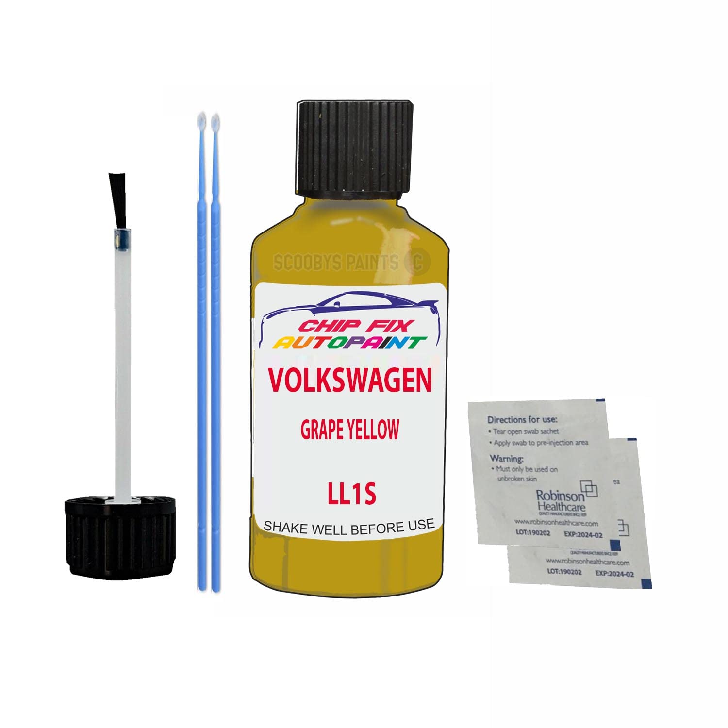 Scoobys Paints Back In The Mix Grape Yellow Touch Up Paint For Volkswagen/Vw Transporter Van Ll1s 2015-2018 30Ml Bottle Brush Scratch Stone Chip Repair Pen