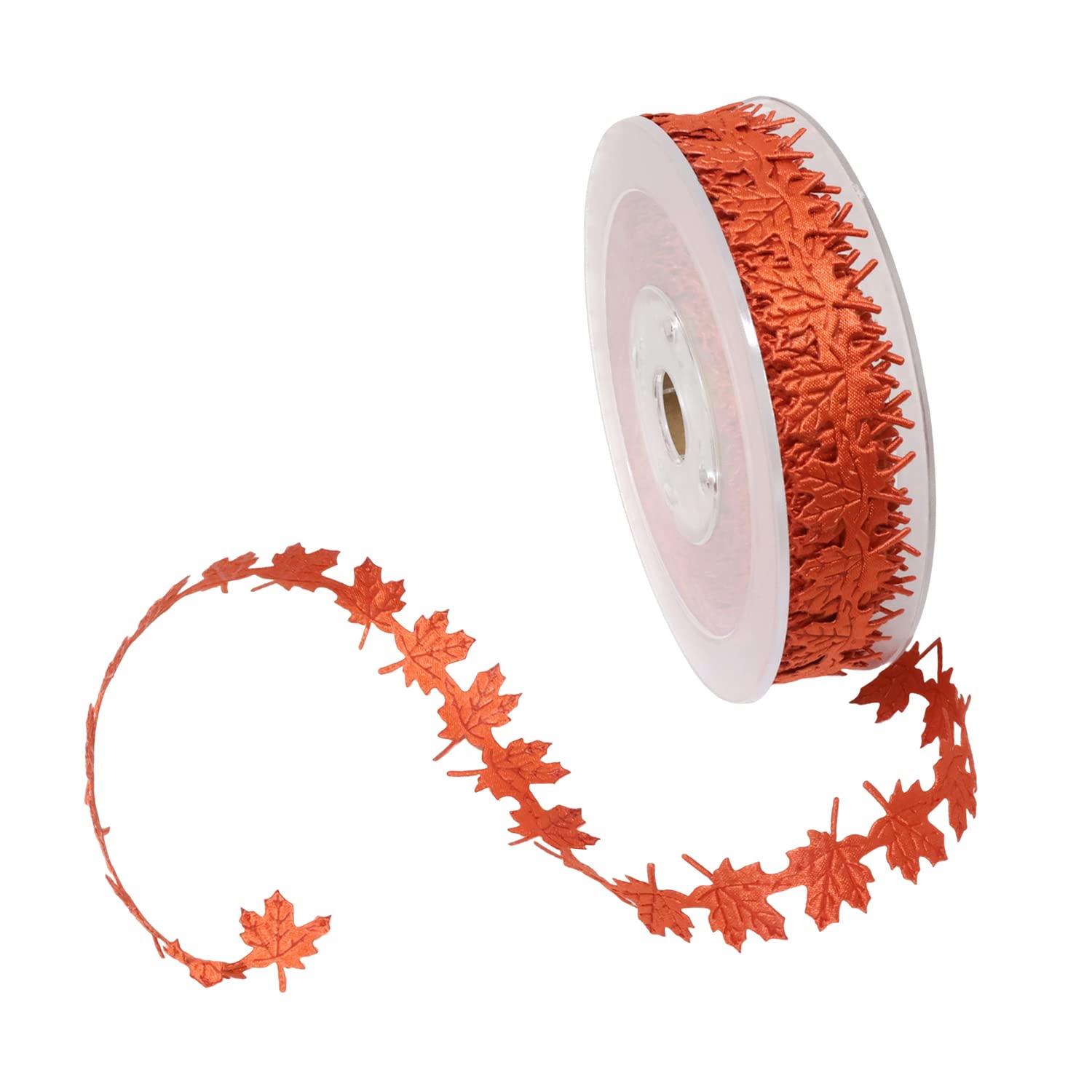 Honbay 1 Roll of Polyester Maple Leaf Ribbon Trim Embellishment, Maple Leaf Decoration Ribbons, for Wedding, Birthday, Christmas, Thanksgiving, Gift