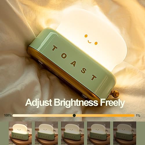 Miniatura 3 de Myratts Linda lámpara LED para tostadora, luz nocturna de pan de tostada Kawaii, súper blanda de silicona recargable por USB y luz portátil con