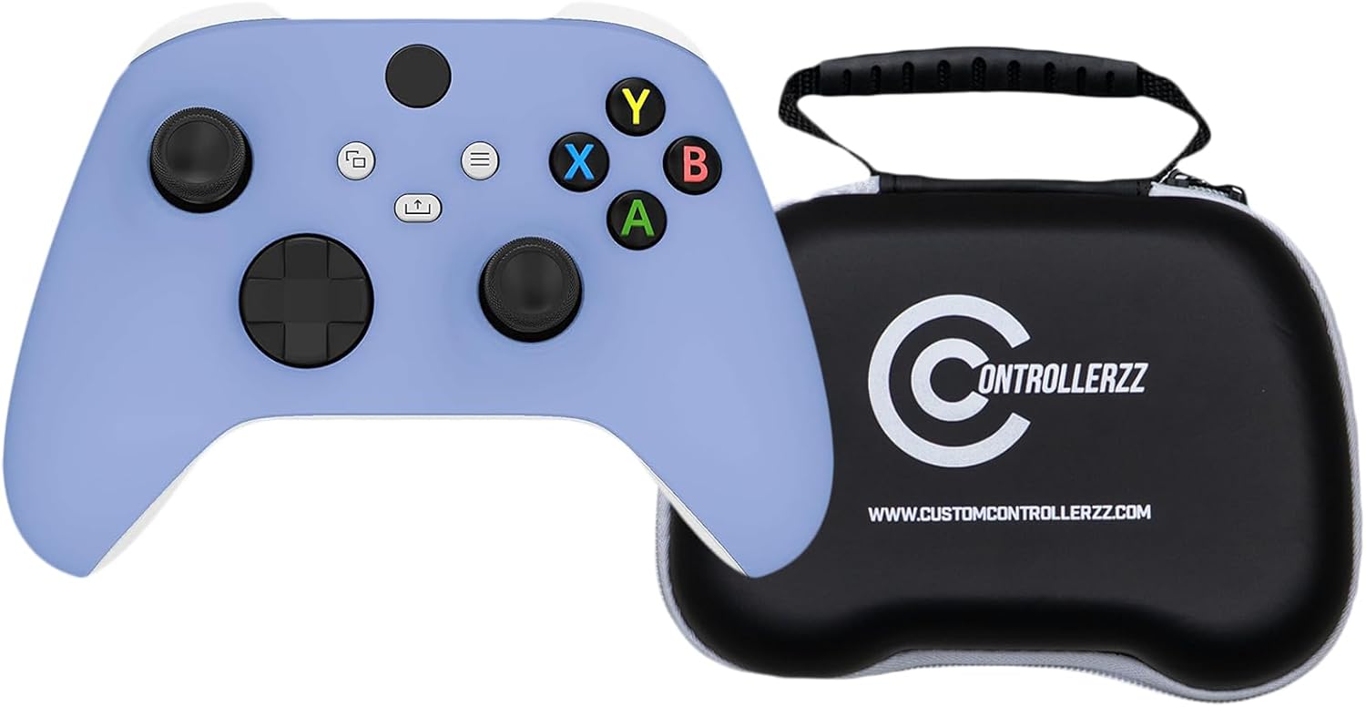 Custom Controllerzz Light Violet Controller & Case Bundle – Includes Light Violet Custom Wireless Controller for Xbox Series X/S, Xbox One, PC & Universal Protective Travel Case