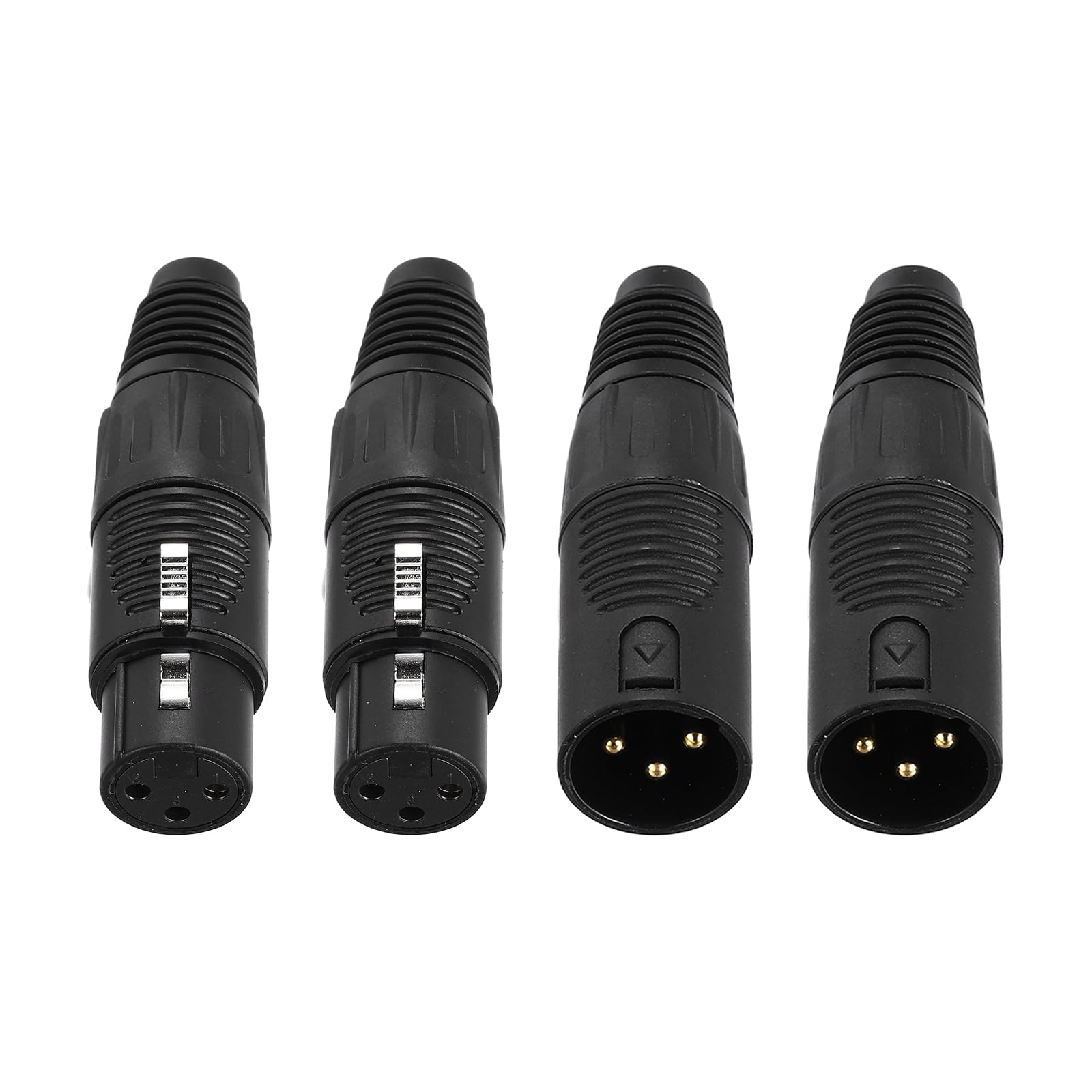 QUARKZMAN 4 Szt XLR 3-pinowe złącze, wtyk męski żeński złącze kabla mikrofonu jack XLR końcówki audio gniazdo mikrofonu, czysta czerń